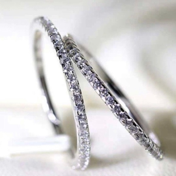 NEW 925 STERLING SILVER DIAMOND BAND RING - Picture 1 of 6